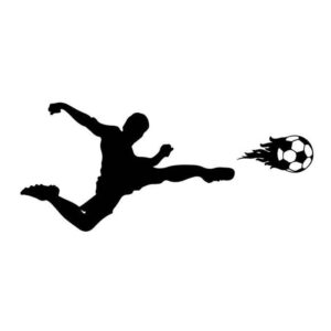 Fodbold wallsticker. Sidesaksespark og fodbold i flammer. 57x129cm. -