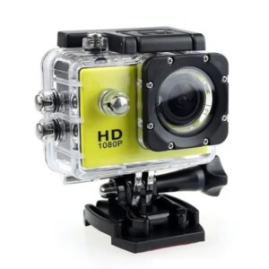 Vandtæt Sports Aktivitets Kamera. Med tilbehør. 1080/780p. Gul. -