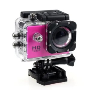 Vandtæt Sports Aktivitets Kamera. Med tilbehør. 1080/780p. Pink. -