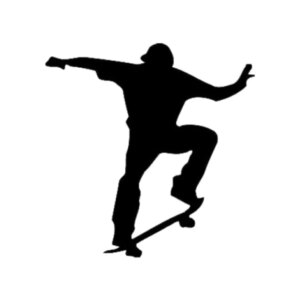 Flot skater wallsticker. Sort/hvid wallsticker med skateboarding -