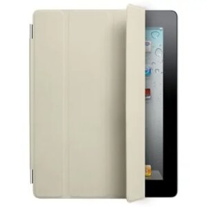 iPad 2 / iPad 3 / iPad 4 Smart cover til forsiden. Creme læder. -