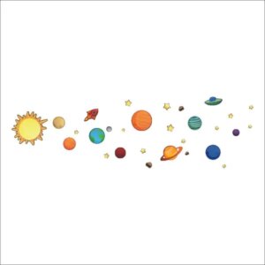 Solsystemet for børn. Flot wallsticker med alle planeterne. -