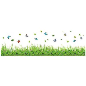 Flot sommerfugle wallsticker med farverige sommerfugle på en eng. -