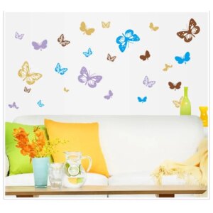 Flot sommerfugle wallsticker. 30 farverige sommerfugle. -