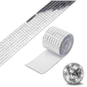 DIY spejlvæg. Selvklæbende mini-mosaikfliser i ægte glas. Mål: 4x30cm. Silver. -