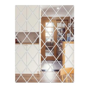 Spejlvæg med selvklæbende spejle til at lave et stort DIY spejl. 58 stk. 100x100cm. -