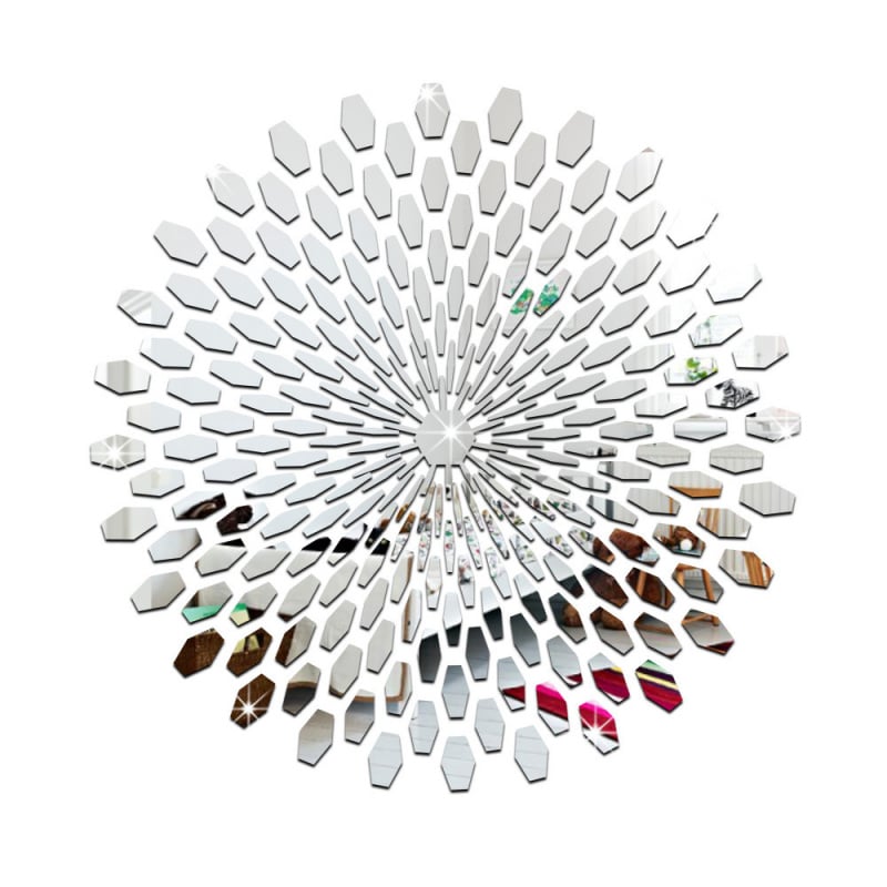 3D Spejl Wallsticker Solform – Akryl Vægdekoration. 225 stk - Silver 3D Spejl Wallsticker Solform - Akryl Vægdekoration i Moderne Design (225 stk, Silver) -