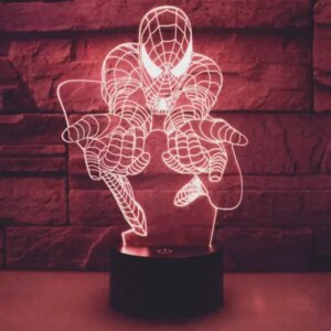 Spiderman 3D lampe. Farveskift mellem 7 farver. -