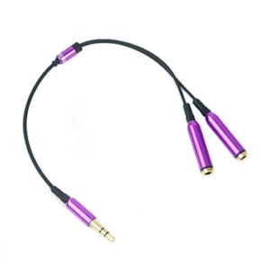 Minijack splitter til høretelefoner. 3.5mm stik. Metallic lilla -
