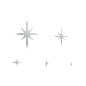 Stjerne spejle i forskellige størrelser. Selvklæbende akryl spejl klistermærker. 82 stk. -