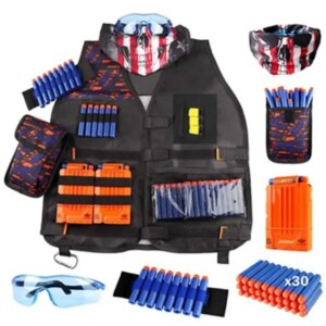 Tactical vest til Nerf Guns. Ammunitionsvest, maske, patroner mm -