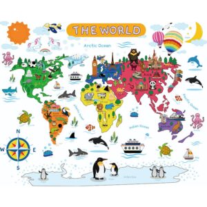 The World wallsticker. Flot og farverigt verdenskort for børn -