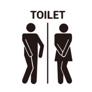 Toilet skilt #2. Sjov toilet wallsticker. 19x28cm. -