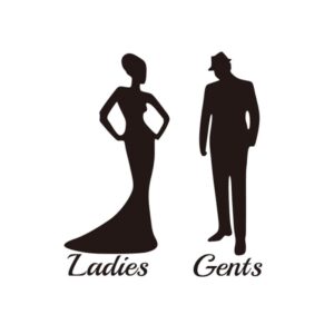 Flot elegant retro Toilet skilt. Ladies & Gents. 18.5x21cm. -