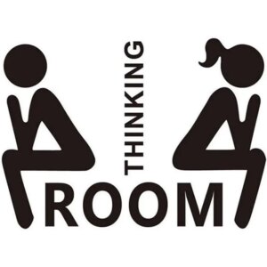 Toilet skilt - Thinking Room. Sjov toilet wallsticker med to tænkende personer. -