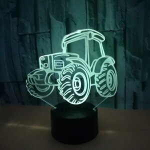 Traktor 3D lampe. Farveskift mellem 7 farver. -