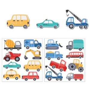 Transportmiddel wallsticker med Biler, Politibiler, Ambulancer, Brandbiler, Traktorer, Lastbiler mm (48 stk) -