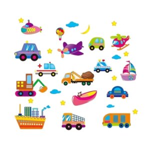 Flot wallsticker med alverdens transportmidler. Nr 1. -