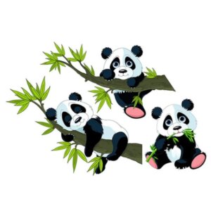 Panda wallsticker. Tre super søde pandaer. 40x60cm -
