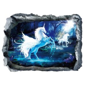 Enhjørning Wallsticker. Magisk enhjørning med englevinger. -