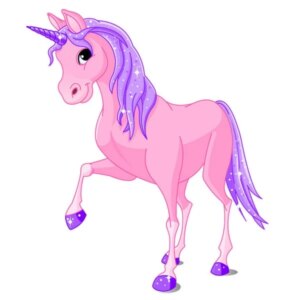 Flot Enhjørning Wallsticker med en sød lyserød enhjørning. -