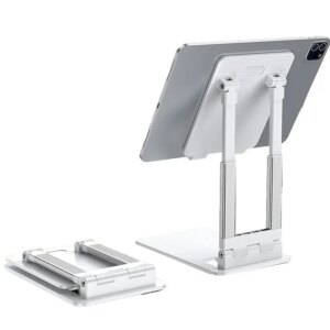 Universal Metal Stander til telefoner og tablets. Holder der kan foldes sammen. Hvid. -