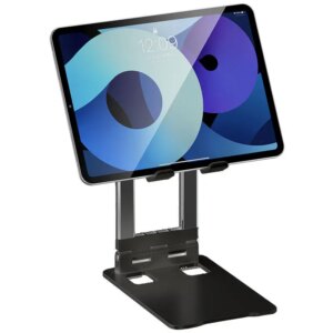 Universal Metal Stander til telefoner og tablets. Holder der kan foldes sammen. Sort. -