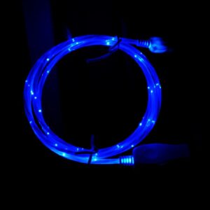 USB-A til USB-C Kabel med LED Lys. 1m. Blå -