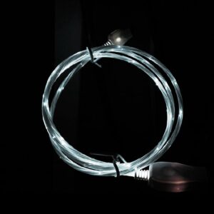 USB-A til USB-C Kabel med LED Lys. 1m. Hvid -