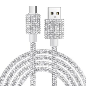 USB-A til USB-C Opladerkabel 40W  -  Diamantdesign Silver  -  Hurtig Opladning 1M -