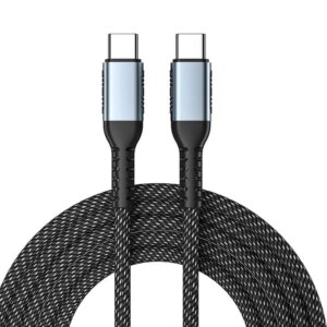 Kraftigt 240W USB-C opladekabel. Flettet. Sort. 2 m. -