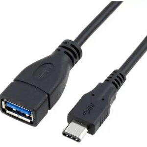 USB-C 3.1 Han til USB-A 3.0 Hun kabel. 1m. Sort. -