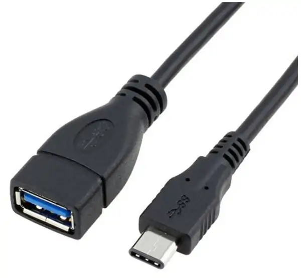 usb-c-kabel-hanhun-sort USB-C 3.1 Han til USB-A 3.0 Hun kabel. 1m. Sort. -