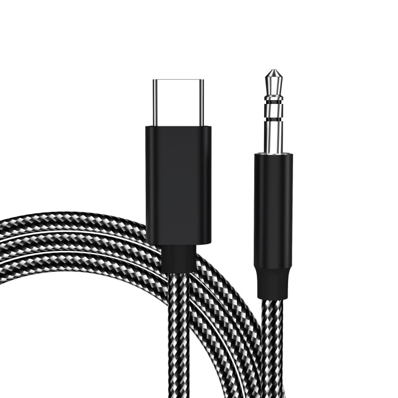 USB-C til 3.5 mm Minijack Audiokabel. Kvalitets kabel. 115cm USB-C til 3.5 mm Minijack Audiokabel. Kvalitets Kevlar-flettet kabel. Sort -