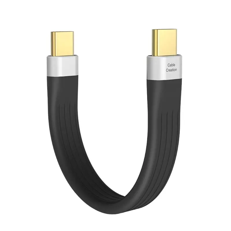 usb-c-til-usb-c-kabel Fleksibelt USB-C til USB-C 3.1 kabel i FPC-design. 3A/20V/PD60W. 12 cm. -