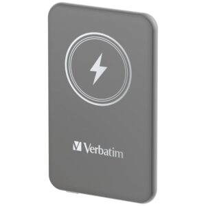 Verbatim Charge 'n' Go Powerbank. Magnetisk Trådløs Powerbank. 10000mAh. Grå -