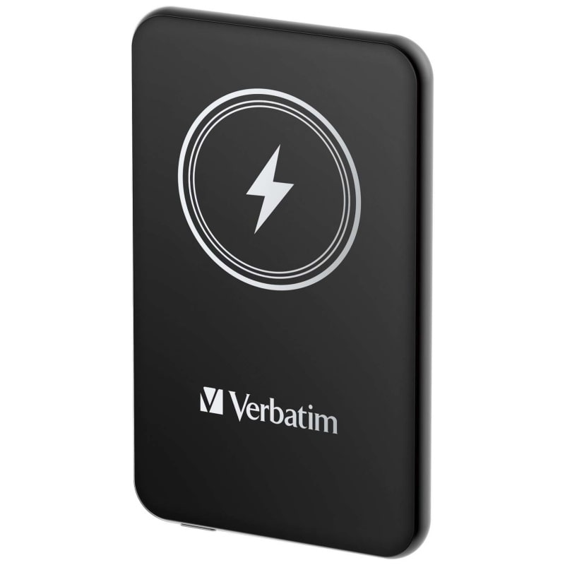 Verbatim Charge 'n' Go. Magnetisk Trådløs Powerbank 5000mAh Verbatim Charge 'n' Go Powerbank. Magnetisk Trådløs Powerbank. 5000mAh. Sort -