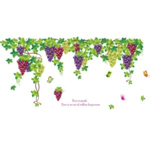 Flot og hyggelig wallsticker. Væg med vinranke og vinstokke. -