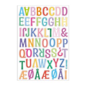 Alfabet wallsticker med farverige bogstaver. Store bogstaver. A til Å. -