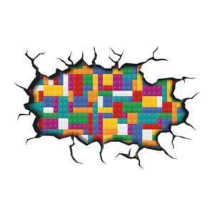 Hul i væggen wallsticker. Wallsticker med Legoklodser -