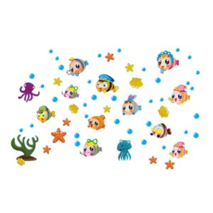 Wallsticker med søde og sjove tegnede fisk. -