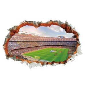 Fodboldstadion wallsticker. Hul i væggen - 3D effekt. 90x60cm -