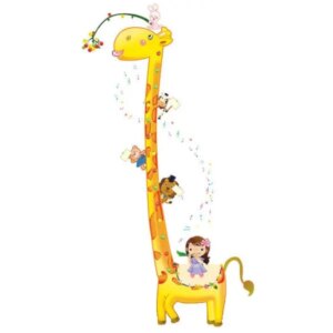 Kæmpe målebånds wallsticker. Giraf. 2 meter høj. -