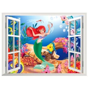 Den lille havfrue wallsticker. Vindue. 60x45cm. -