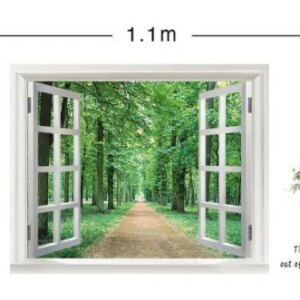 Vindue wallsticker med skoven som nabo. 110x60cm. -