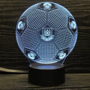 Westham 3D lampe. Fodbold. Farveskift mellem 7 farver. -