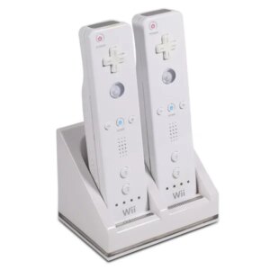 Bordlader til 2 stk Wii Remotes inkl 2x 2800mAh batterier. Hvid. -