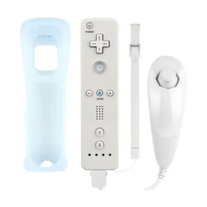Wii Remote Plus + Nunchuk til Wii/Wii U. Inkl silikonecase. Hvid -
