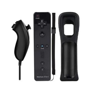 Wii Remote Plus + Nunchuk til Wii/Wii U. Inkl silikonecase. Sort -