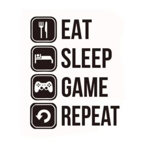 Gamer wallsticker. EAT, SLEEP, GAME, REPEAT. 73x58cm. -